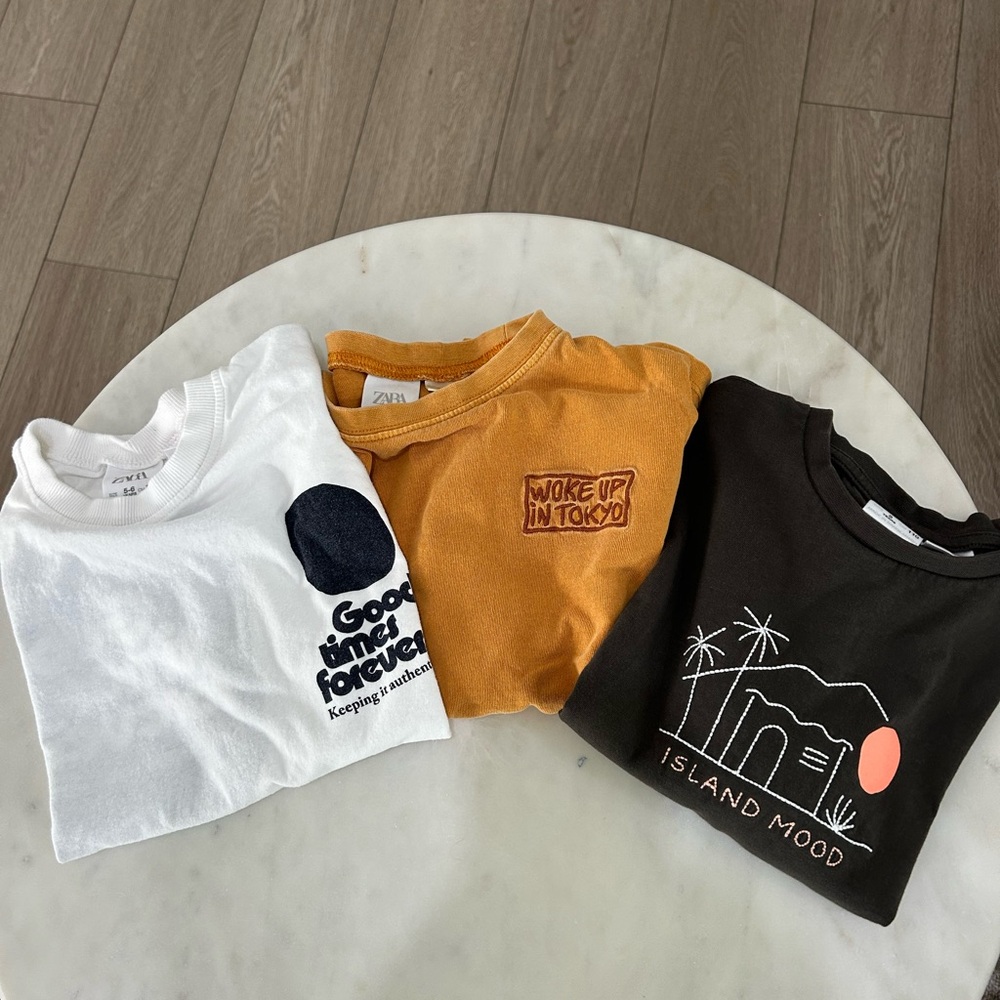 Lot of 3 Zara Kids graphic tees preowned